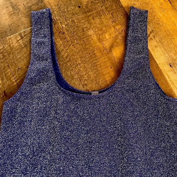 LAST TANGO Blue Metallic Sparkle 1391 - Lurex Scoop Tank - Picture 3 of 8